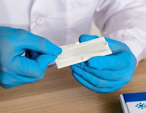 Предметное стекло внутри тест-системы для диагностики злокачественных новообразований «Биочип»